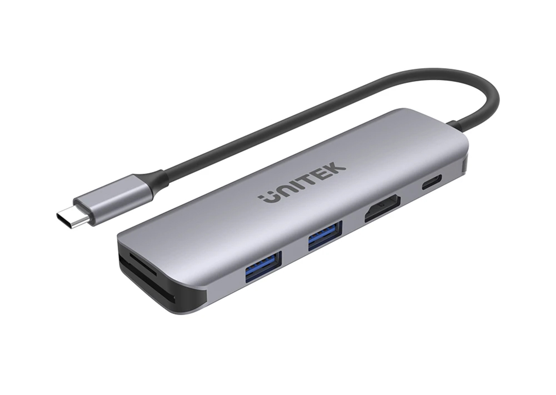 Hub chia 4 trong 1 Type-C -> USB 3.0 + HDMI + TF/SD + PD 100W UNITEK H1107D