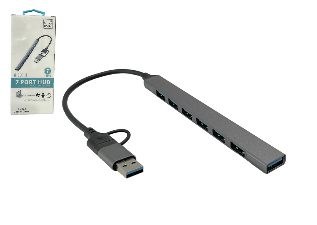 Bộ hub chuyển đổi USB + TYPE-C RA 7 CỔNG USB T-7602