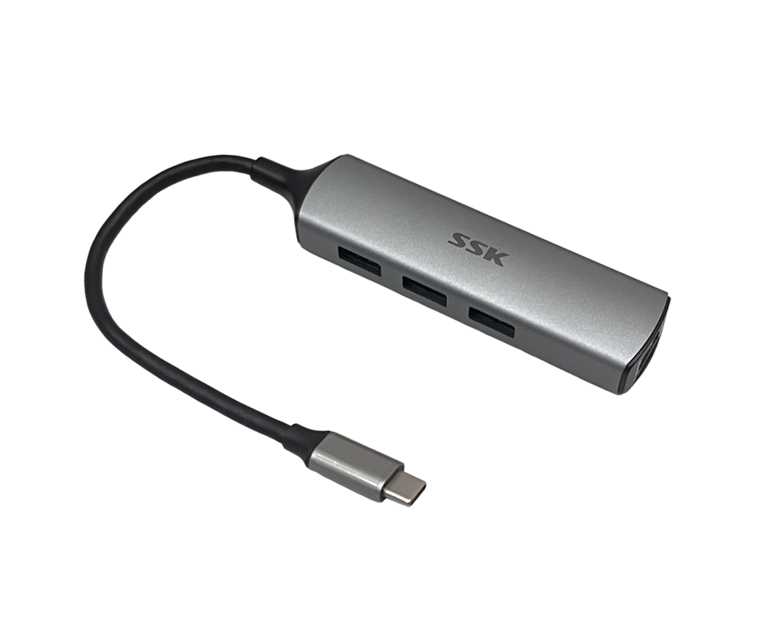 Hub chia 2 trong 1 Type-C ->  USB 3.0/A + LAN SSK SR004