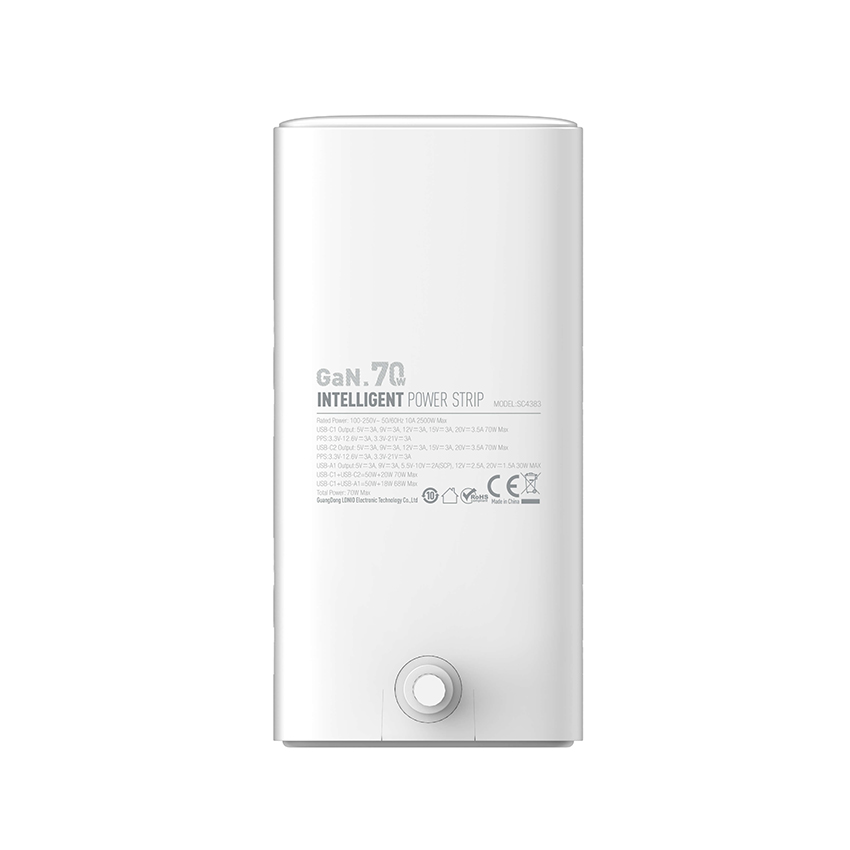 Ổ điện 2500W 4P+USB+2Type-C 2m White LDNIO SC4383