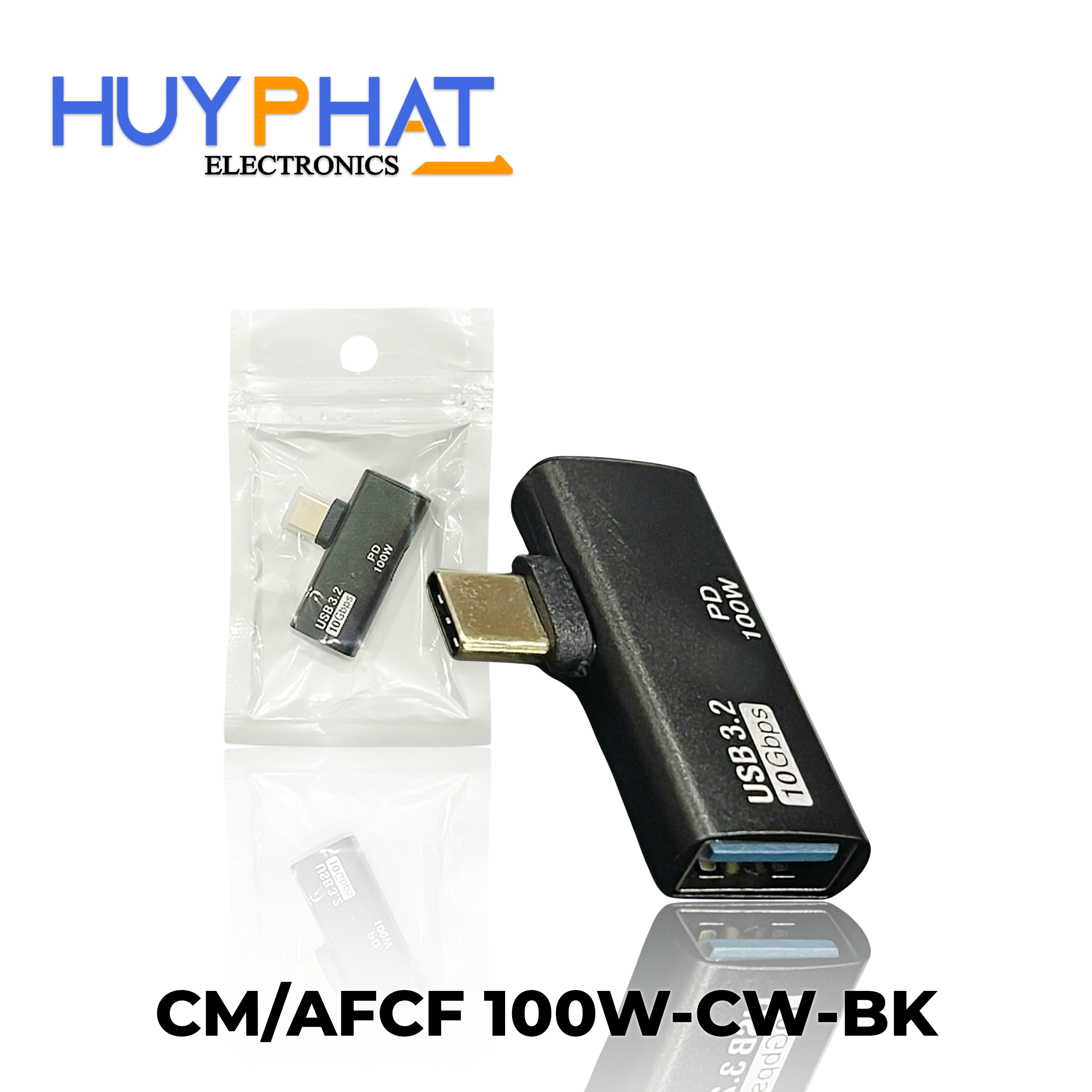 Đầu đổi Type-C ->USB3.2 + PD100W CM/AFCF 100W-CW-BK
