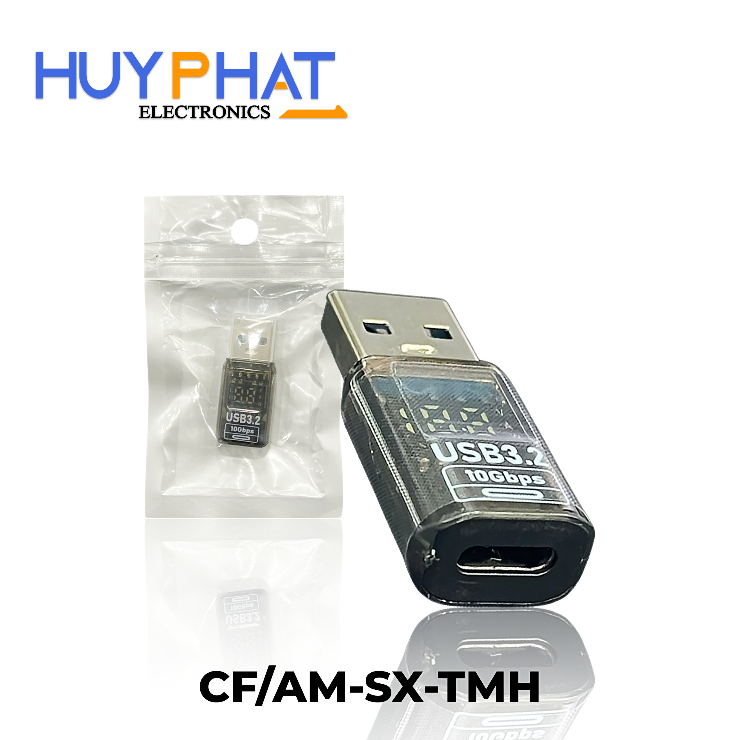 Đầu đổi USB3.2 M -> Type-C F có màn hình hiển thị thông số CF/AM-SX-TMH