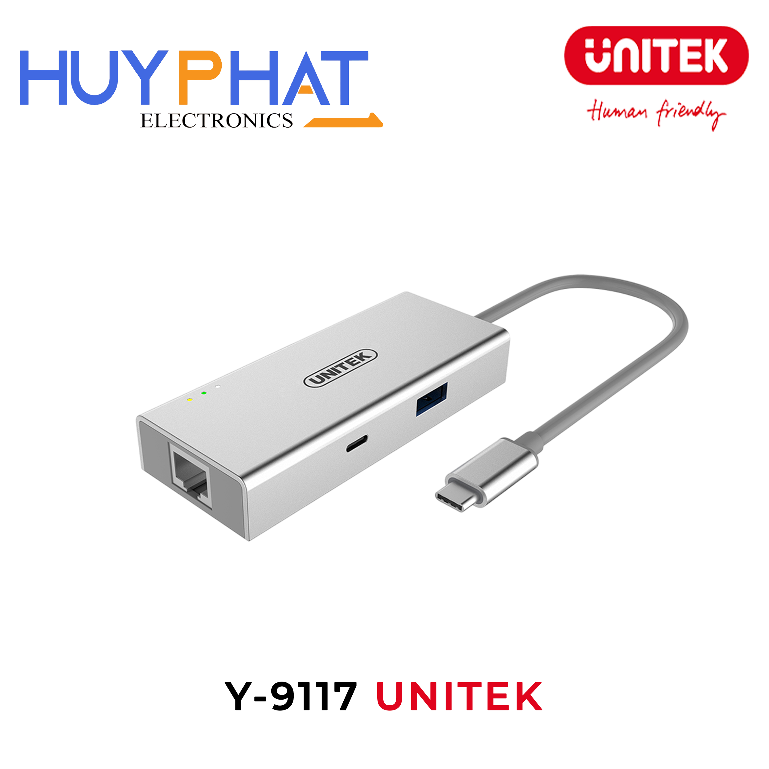 Hub chia 3 trong 1 Type-C -> USB 3.0 + HDMI + LAN UNITEK Y-9117