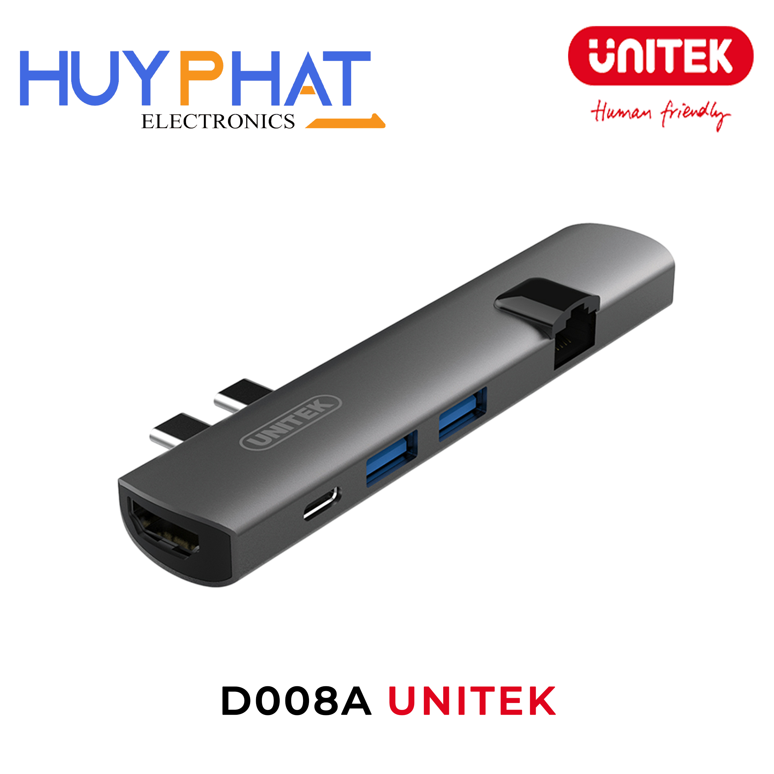 Hub chia Type-C -> USB 3.0 + HDMI + LAN UNITEK D008A
