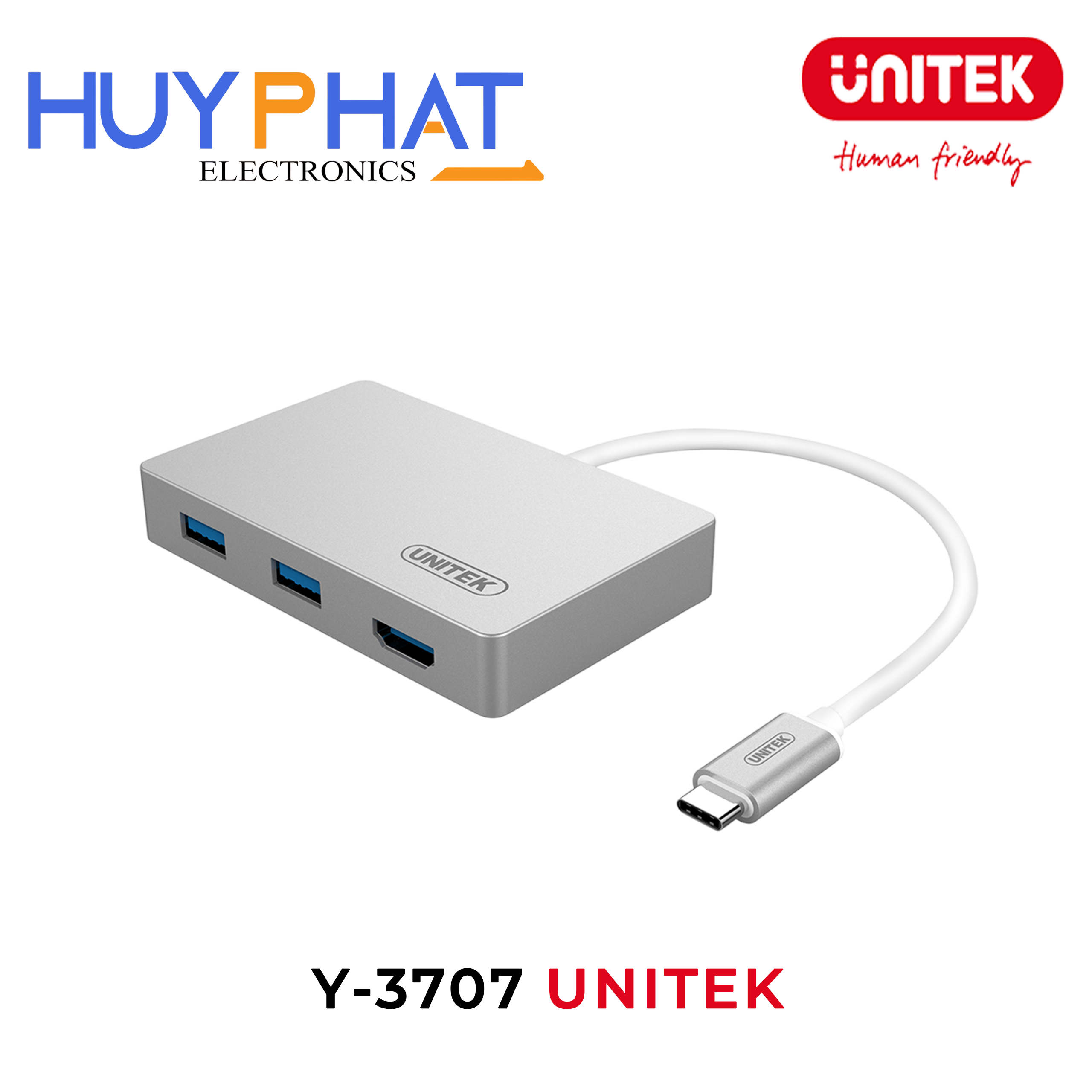Hub chia 2 trong 1 Type-C -> USB 3.0 + HDMI UNITEK Y-3707