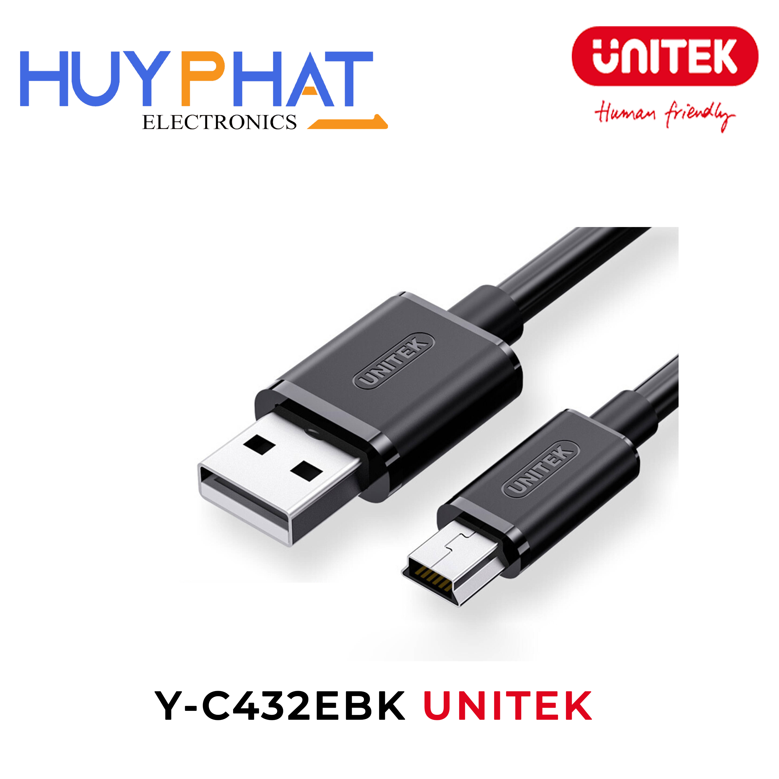 Cáp USB 2.0 -> Mini 5pin UNITEK Y-C432EBK