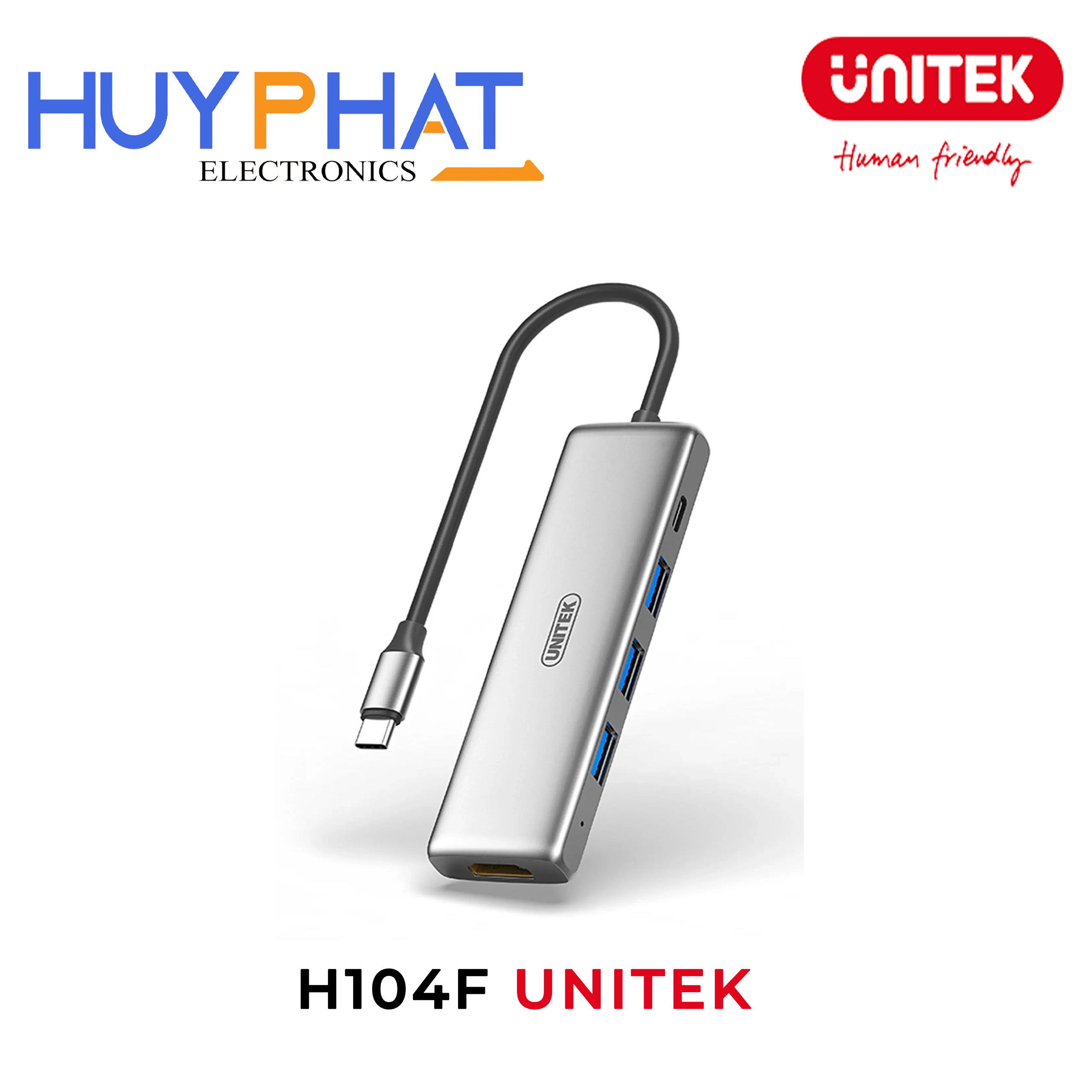 Hub chia 5 cổng Type-C -> USB3.0 UNITEK H104F