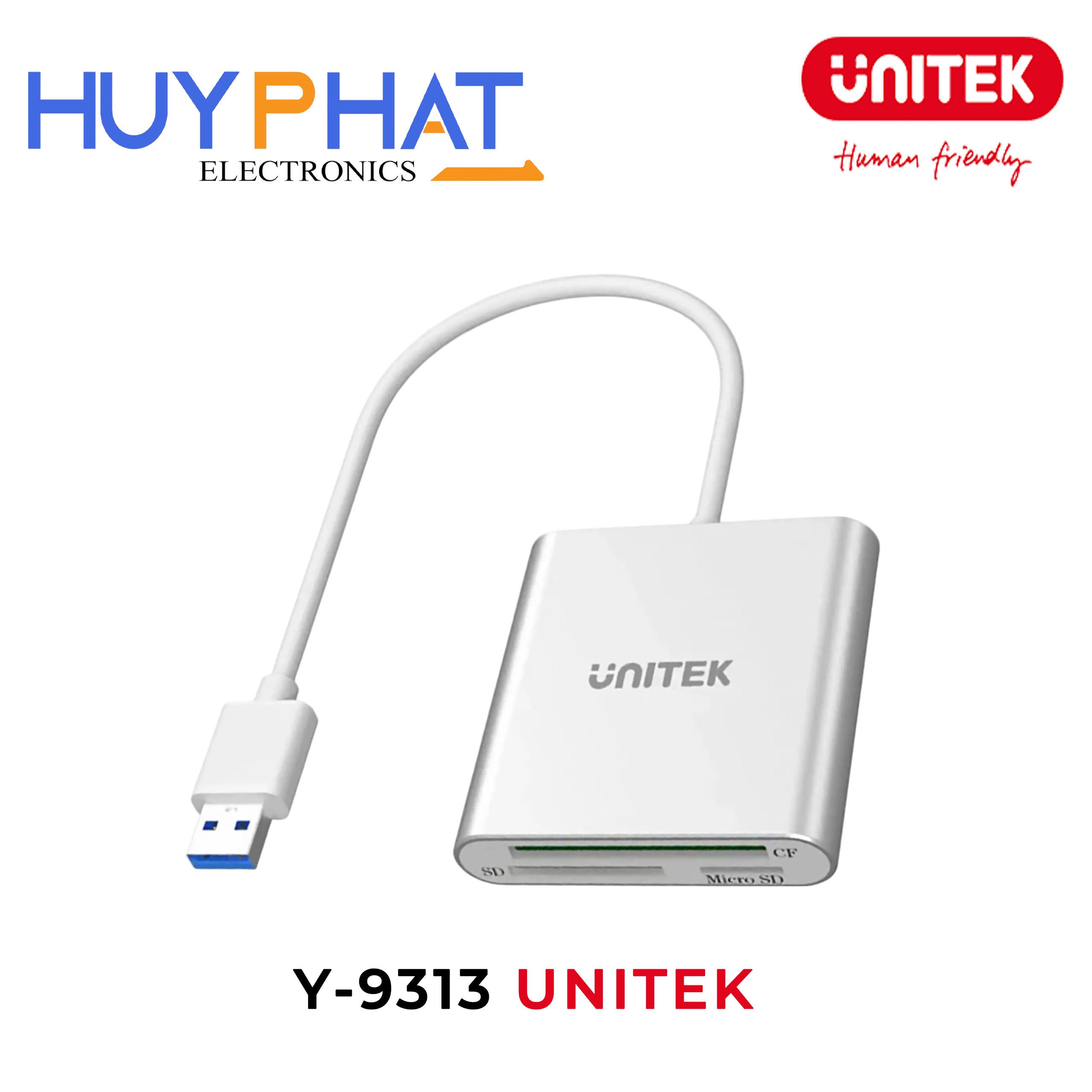 Đầu đọc thẻ CF + SD + MicroSD qua USB3.0 UNITEK Y-9313