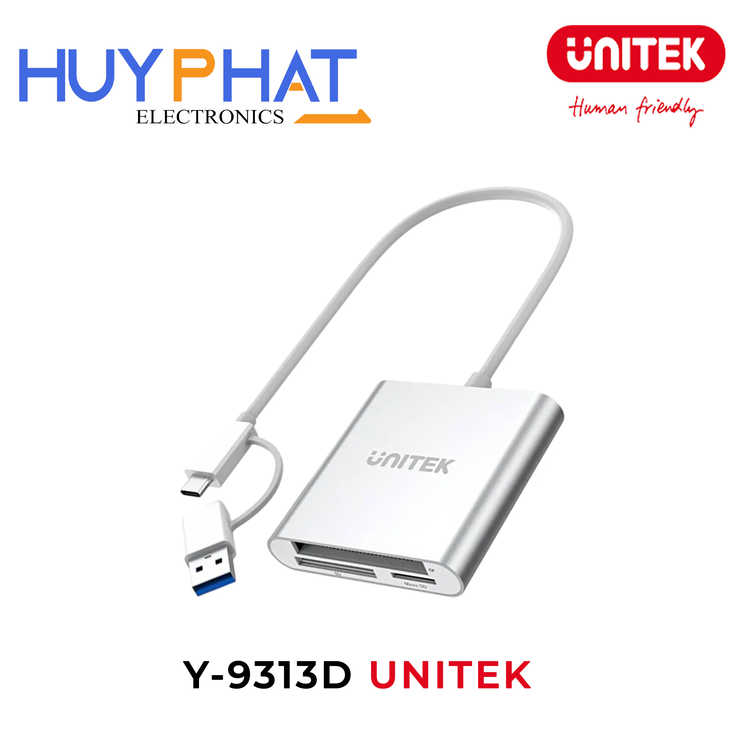 Đầu đọc thẻ -> CF + SD + MicroSD Type-C/USB UNITEK Y-9313D