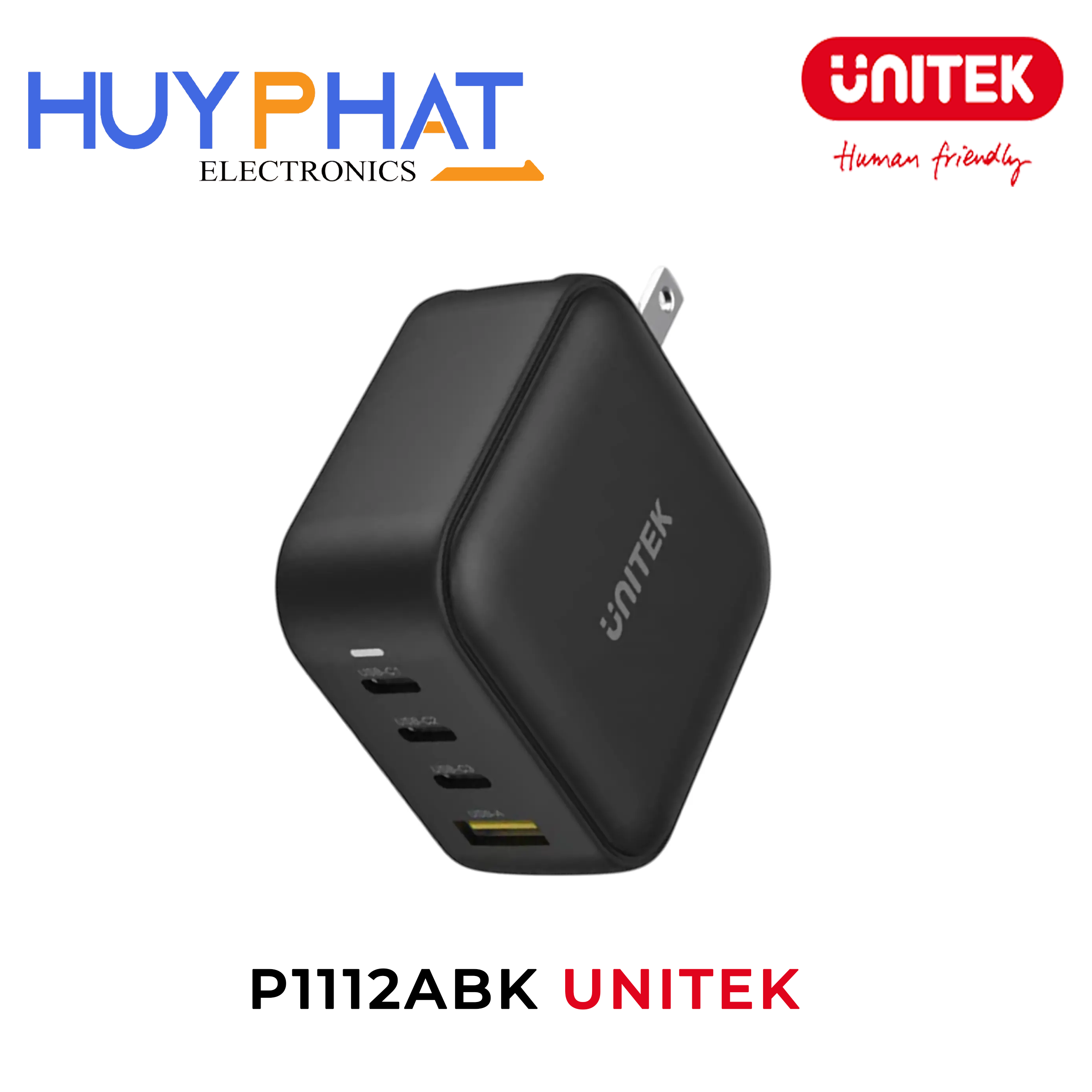 Dock sạc du lịch GaN 4 cổng Type-C + USB-A 100W UNITEK P1112ABK