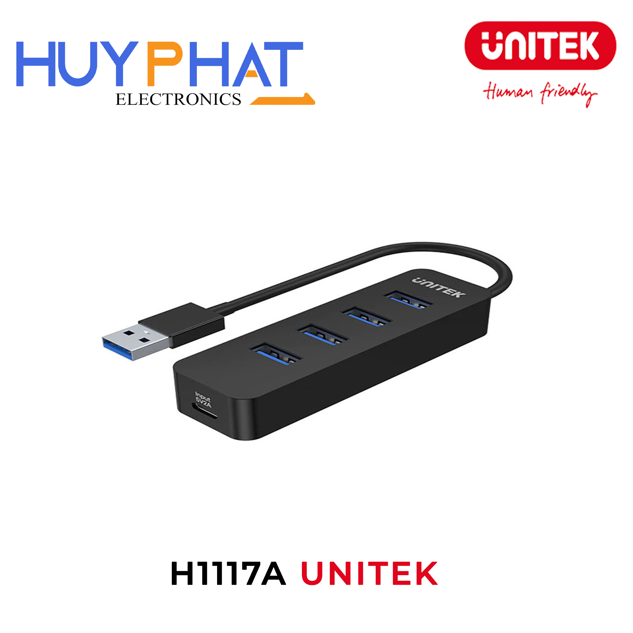 Hub chia 4 cổng USB3.2 kèm nguồn Type-C UNITEK H1117A
