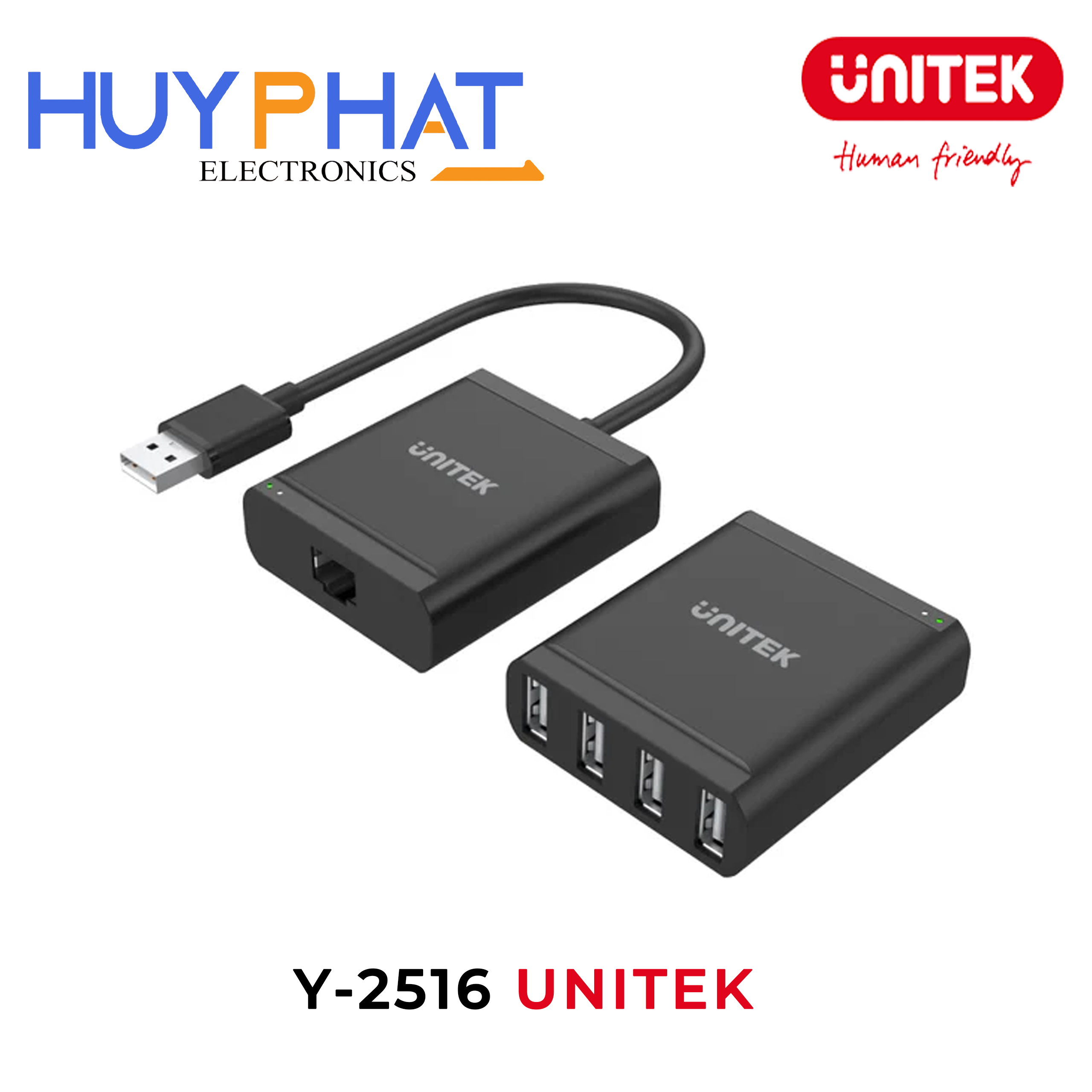 Hub chia 4 cổng USB2.0 nối dài qua LAN UNITEK Y-2516
