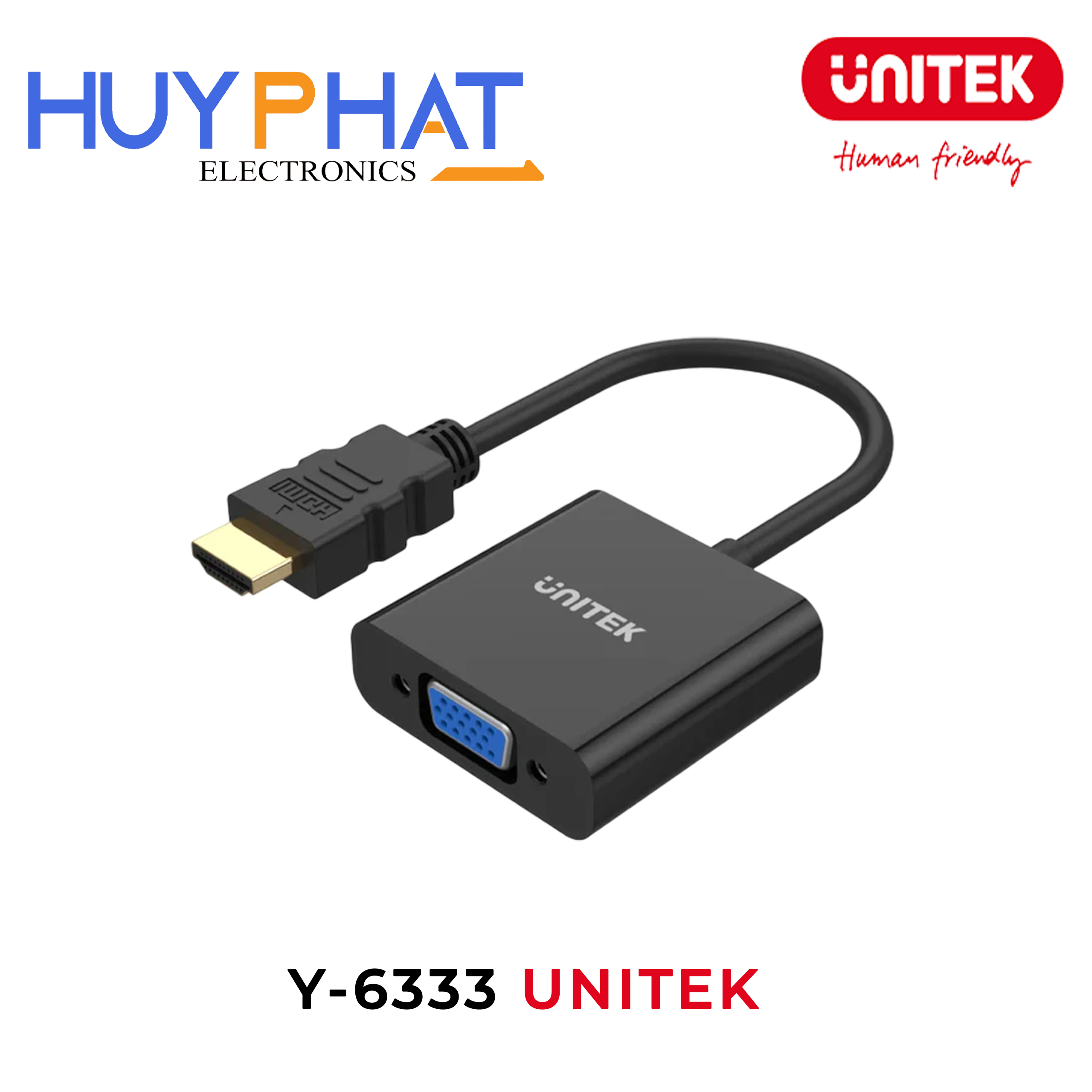 Cáp chuyển đổi HDMI -> VGA 1080p@60Hz + 3.5mm UNITEK Y-6333