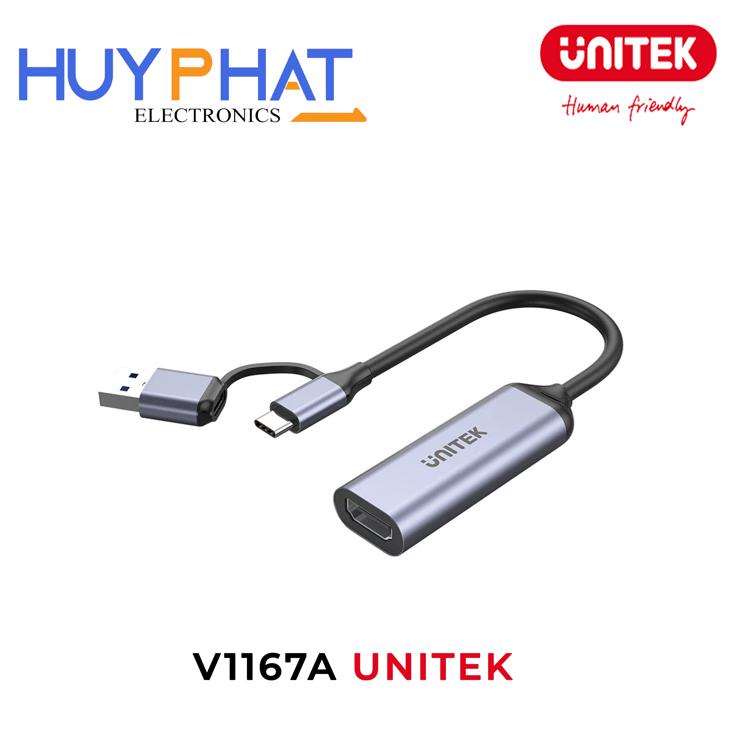 Cáp chuyển đổi Type-C/USB -> HDMI 1080p@30Hz UNITEK V1167A