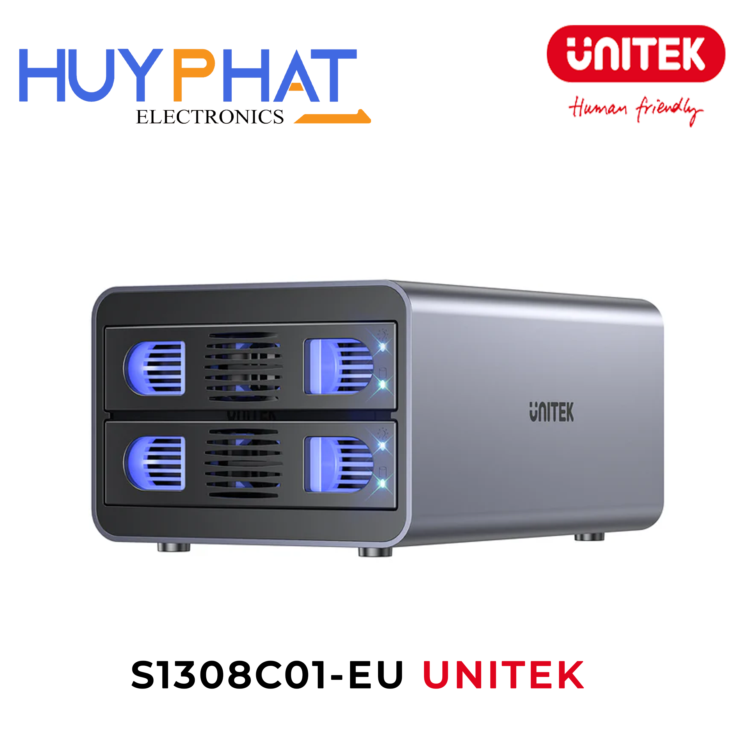 Box ổ cứng gắn ngoài Type-C RAID Bay UNITEK S1308C01-EU