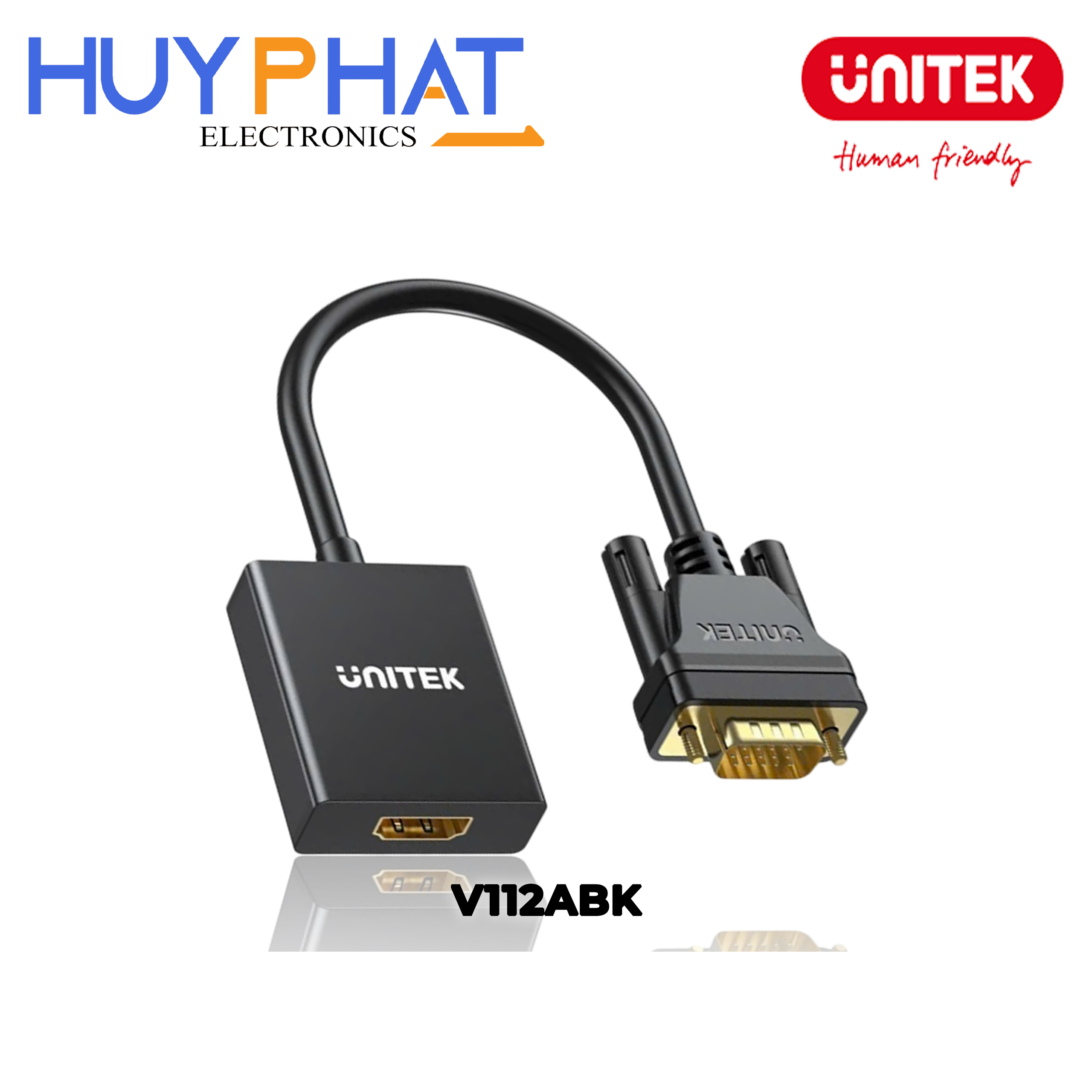 Cáp chuyển đổi VGA -> HDMI 1080p@60Hz UNITEK V112ABK