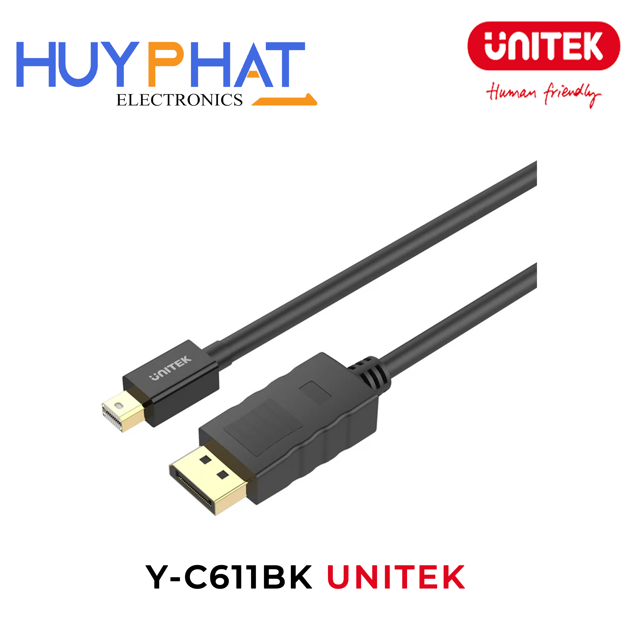 Cáp Mini DisplayPort -> DisplayPort 1.2 4K@60Hz dài đến 3m UNITEK Y-C611BK