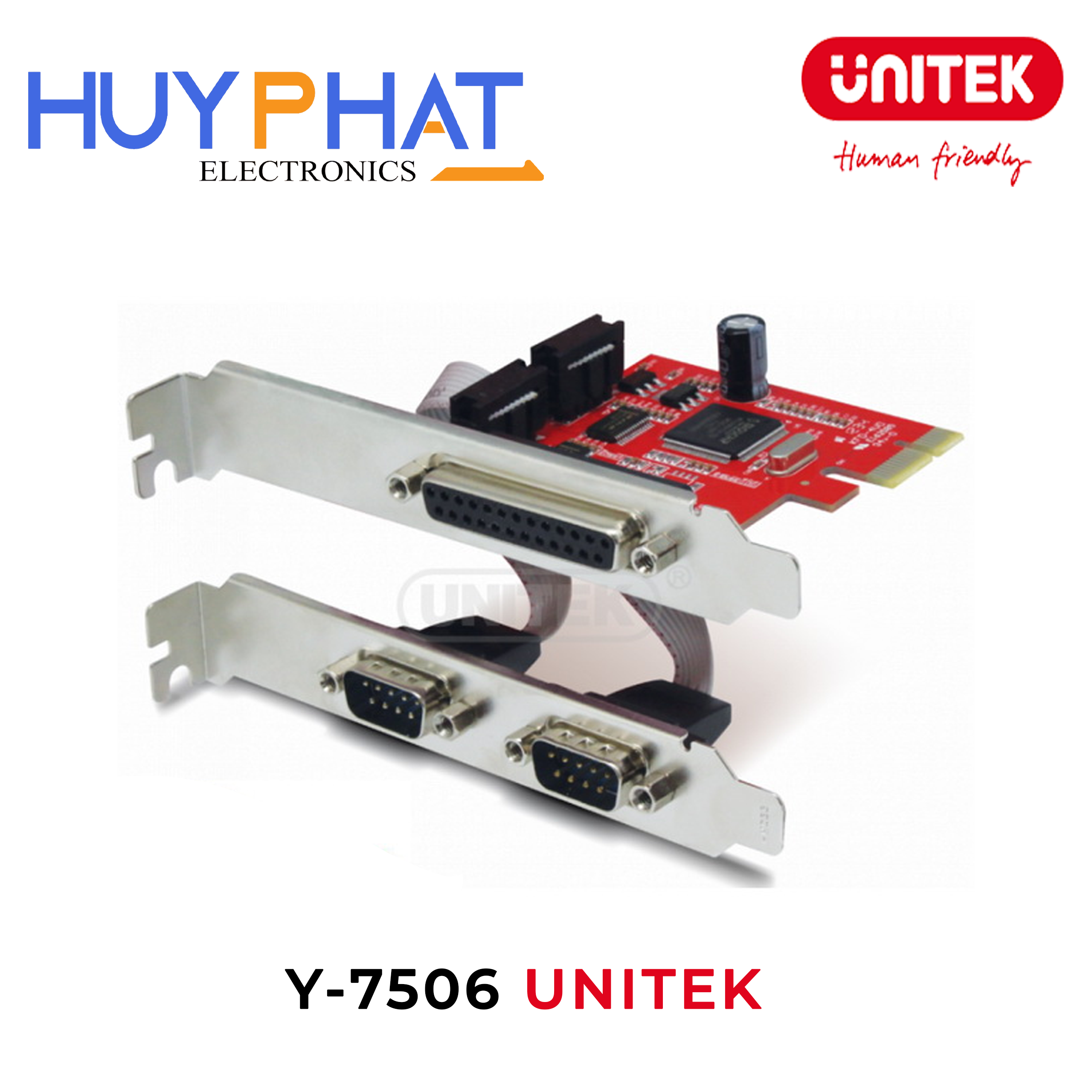 Card PCI-E cổng RS232 kép + LPT Parallel UNITEK Y-7506