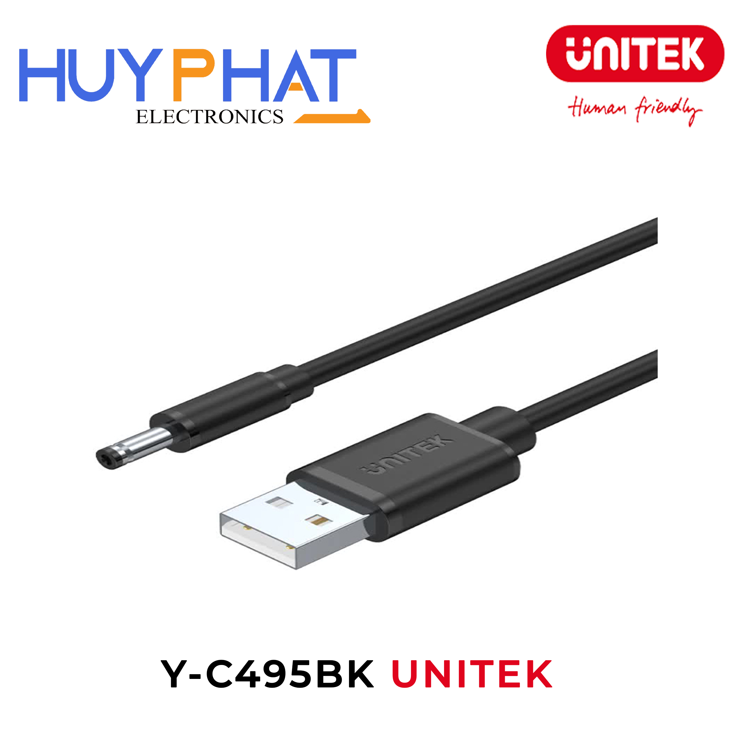 Cáp USB-> DC 3.5*1.35mm 1m UNITEK Y-C495BK