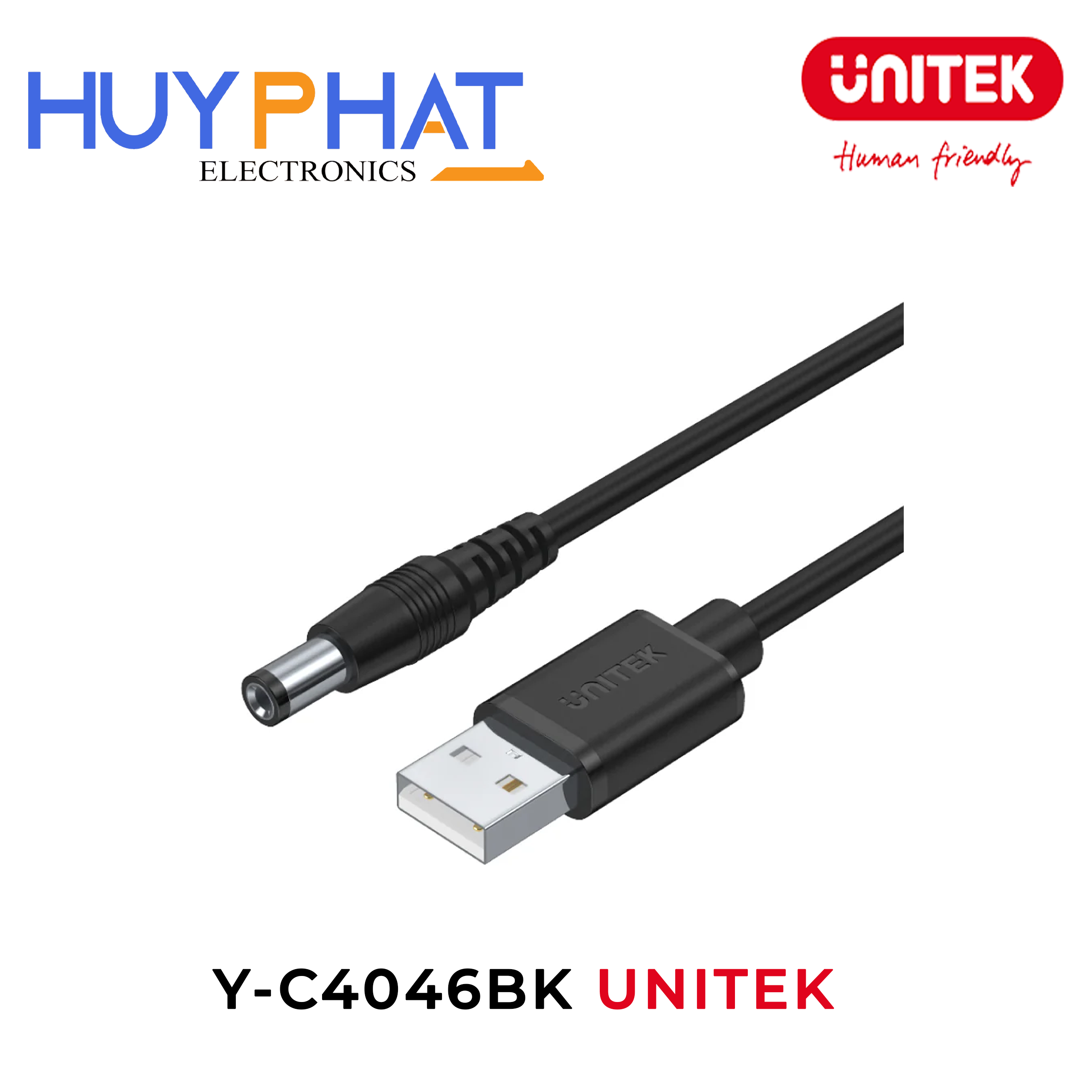 Cáp nguồn USB ->DC 5.5 UNITEK Y-C4046BK