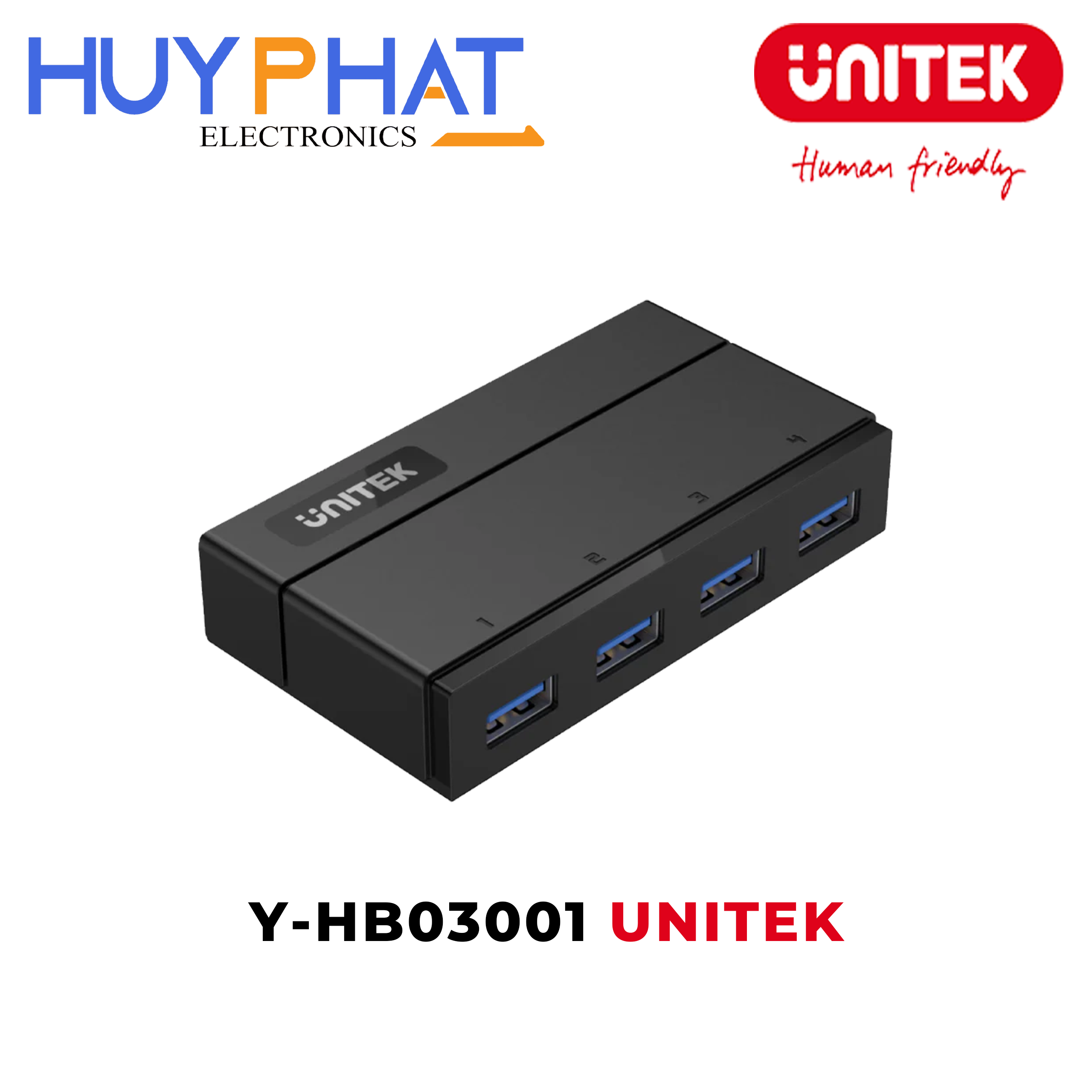 Hub chia 4 cổng USB3.0 kèm nguồn UNITEK Y-HB03001