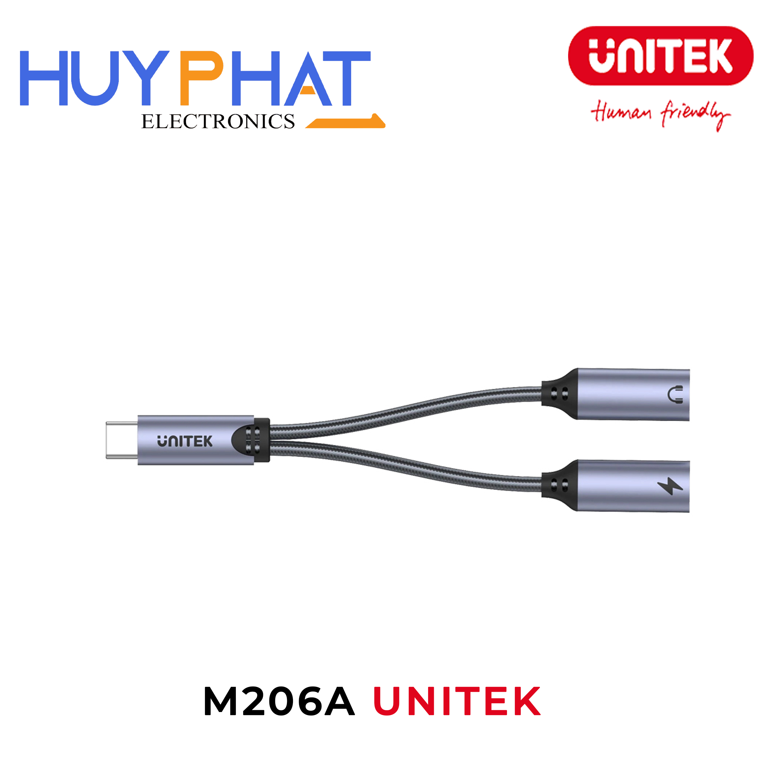 Cáp chuyển đổi Type-C -> Audio + Charging UNITEK M206A