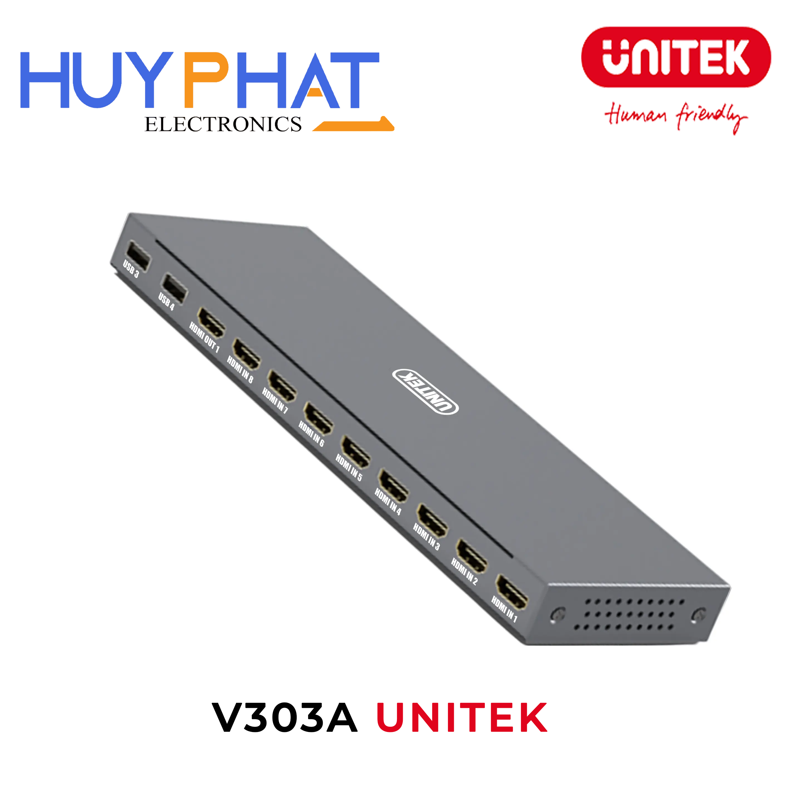 Bộ chuyển mạch 8 cổng KVM HDMI 4K@30Hz UNITEK V303A
