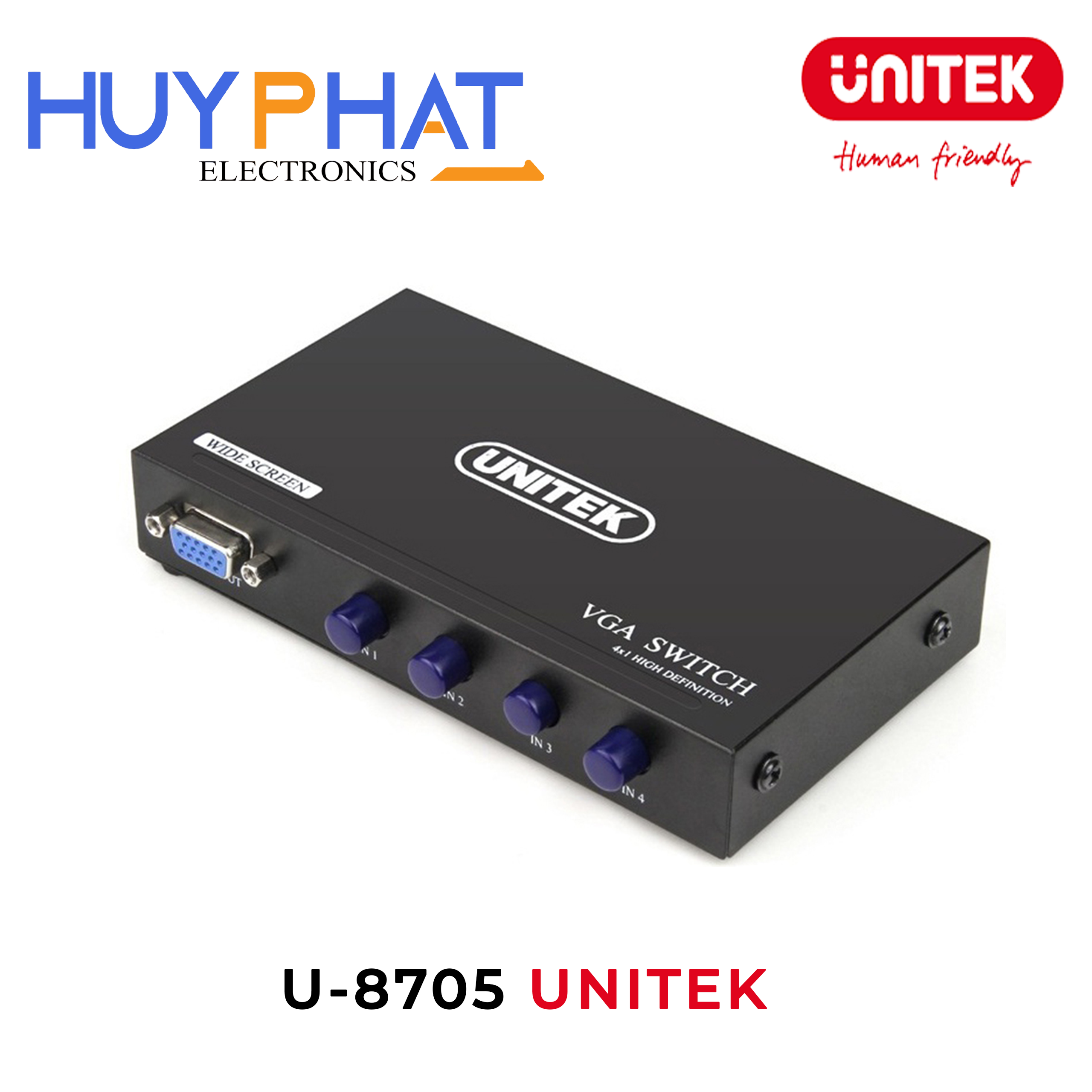 Bộ chuyển mạch 4 cổng VGA 1920x1440@60Hz UNITEK U-8705