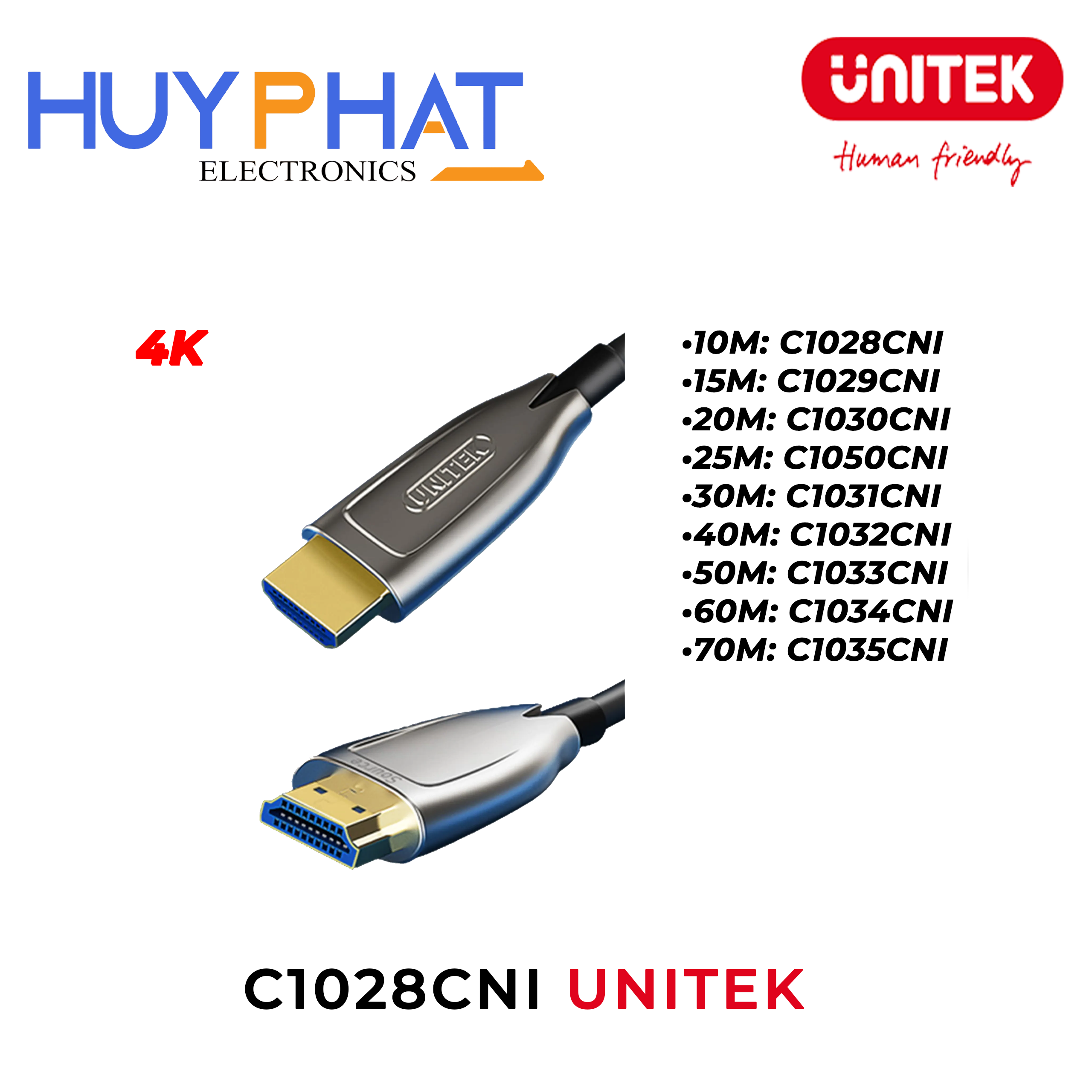 Cáp HDMI 2.0 ACTIVE OPTICAL 4K@60Hz dài đến 100M UNITEK C1028CNI