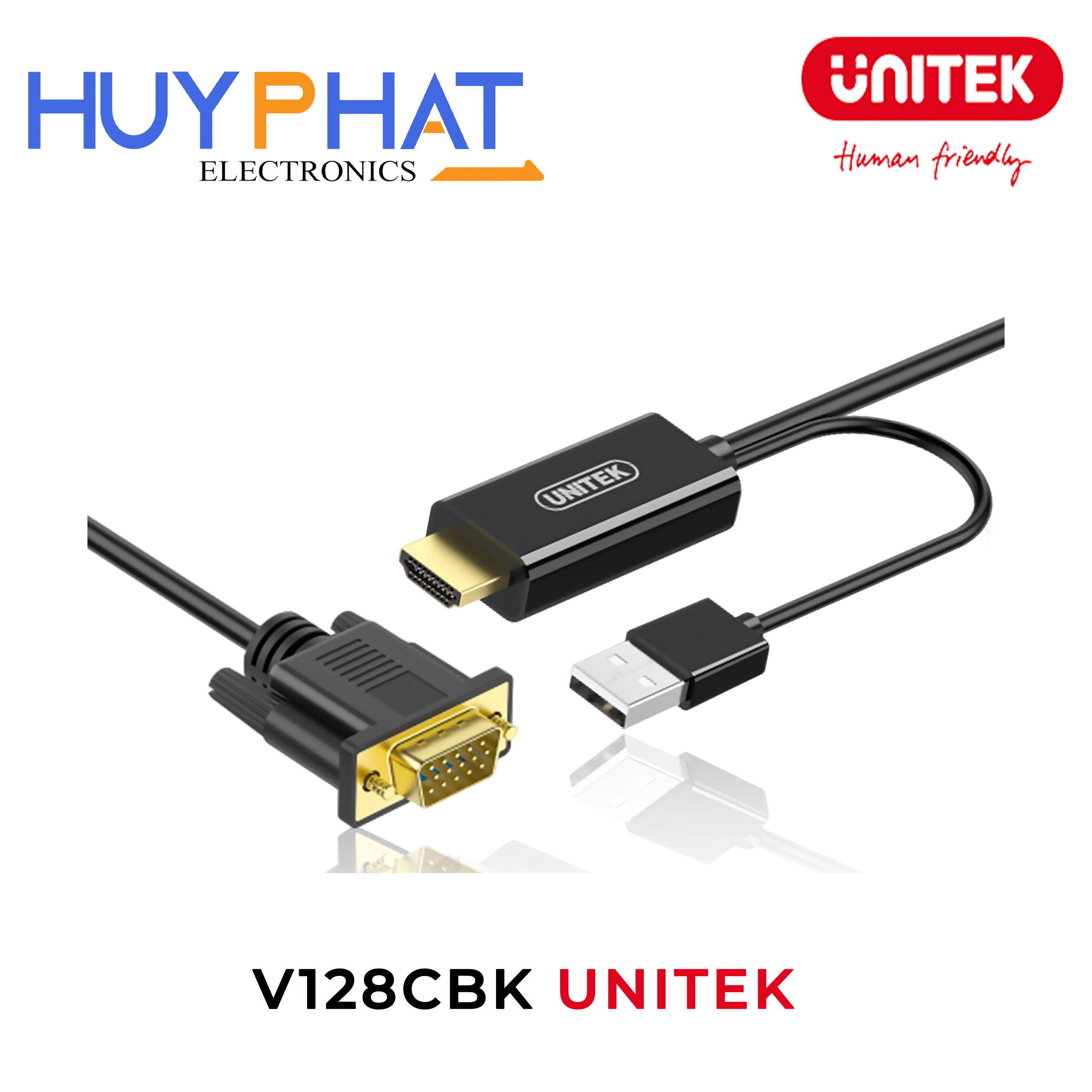 Cáp HDMI -> VGA 1080@60Hz UNITEK V128CBK | V128DBK