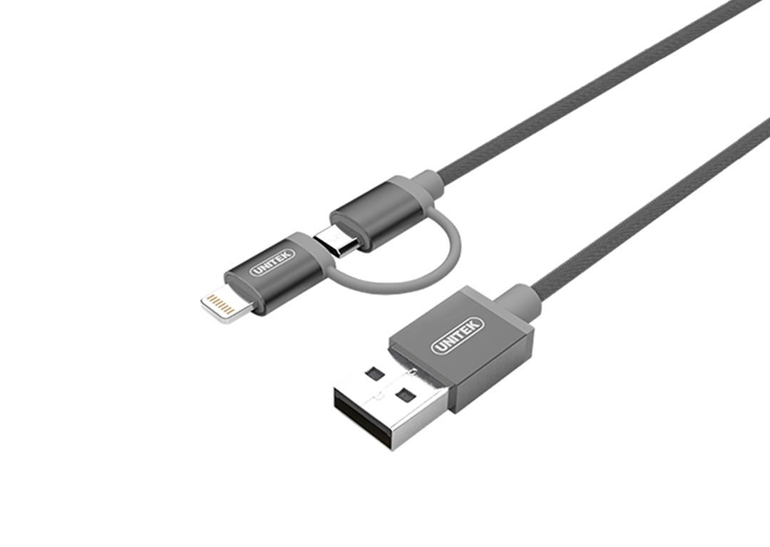 Cáp USB 2.0 -> Lightning + Micro USB UNITEK Y-C4031GY