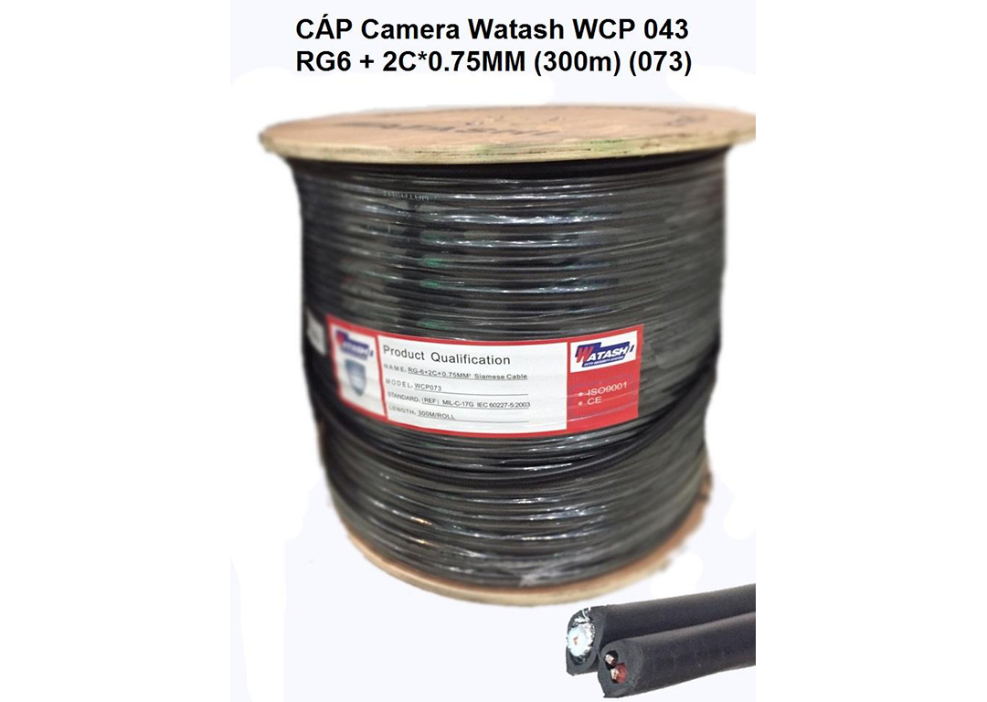 Cáp Cuộn Camera RG6+2C 300m WATASHI WCP073