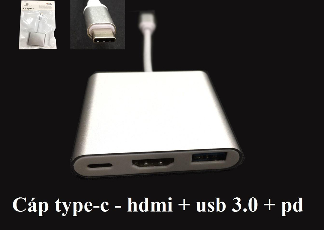 CÁP TYPE-C -> HDMI + USB + PD TY04