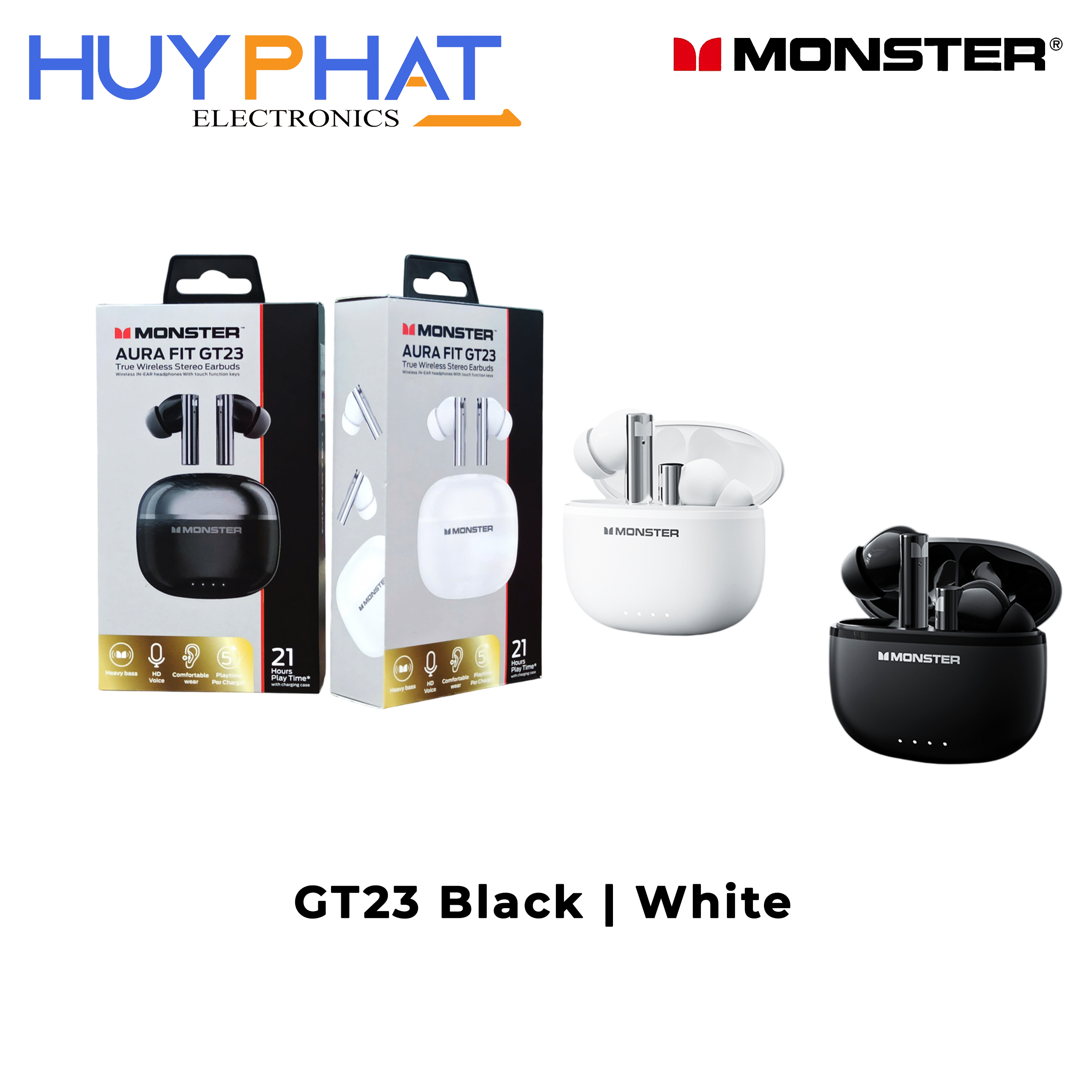Tai nghe BT5.3 màu đen | trắng MONSTER GT23