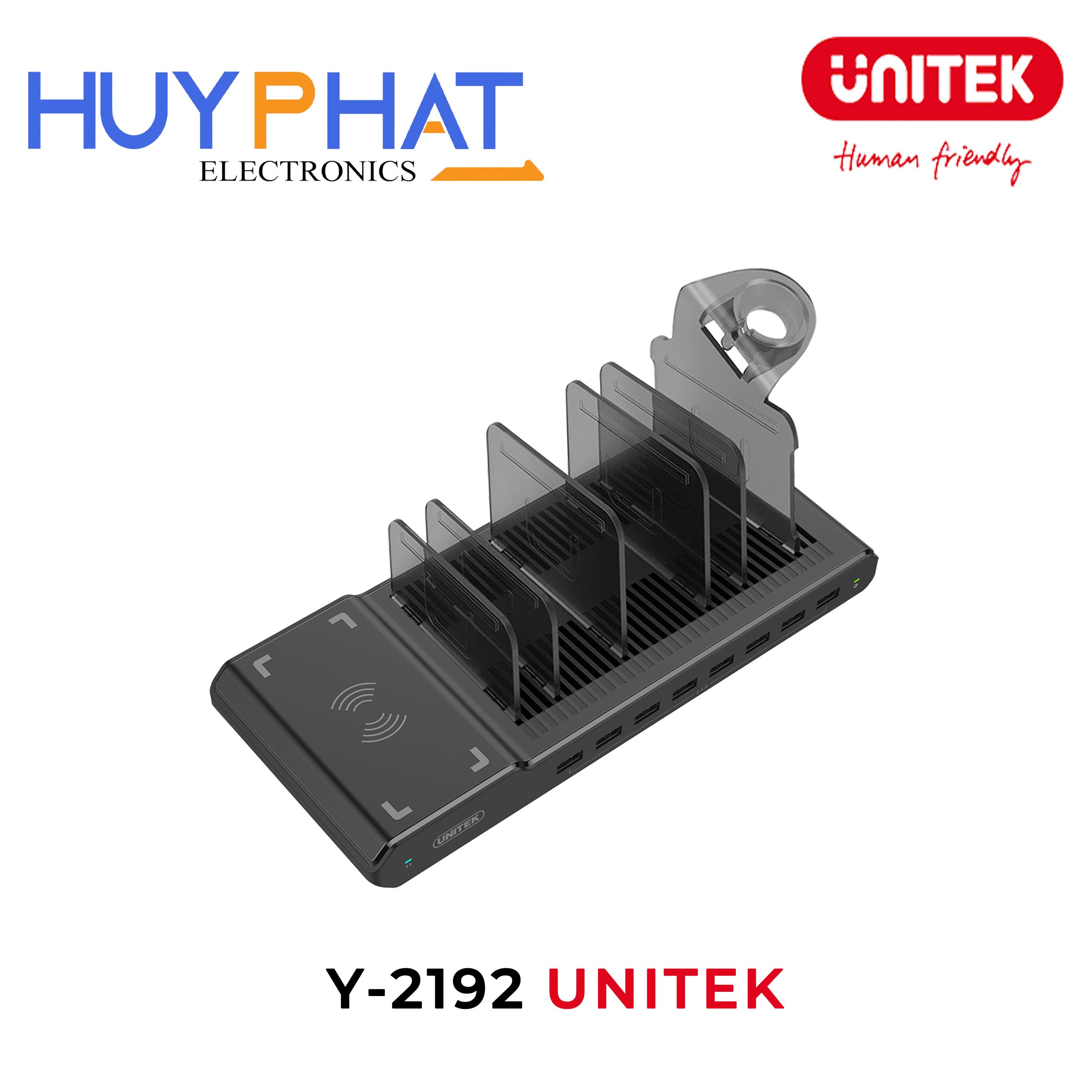 Trạm sạc đa năng 96W 8-Port USB + Wireless Fast Charger UNITEK Y-2192