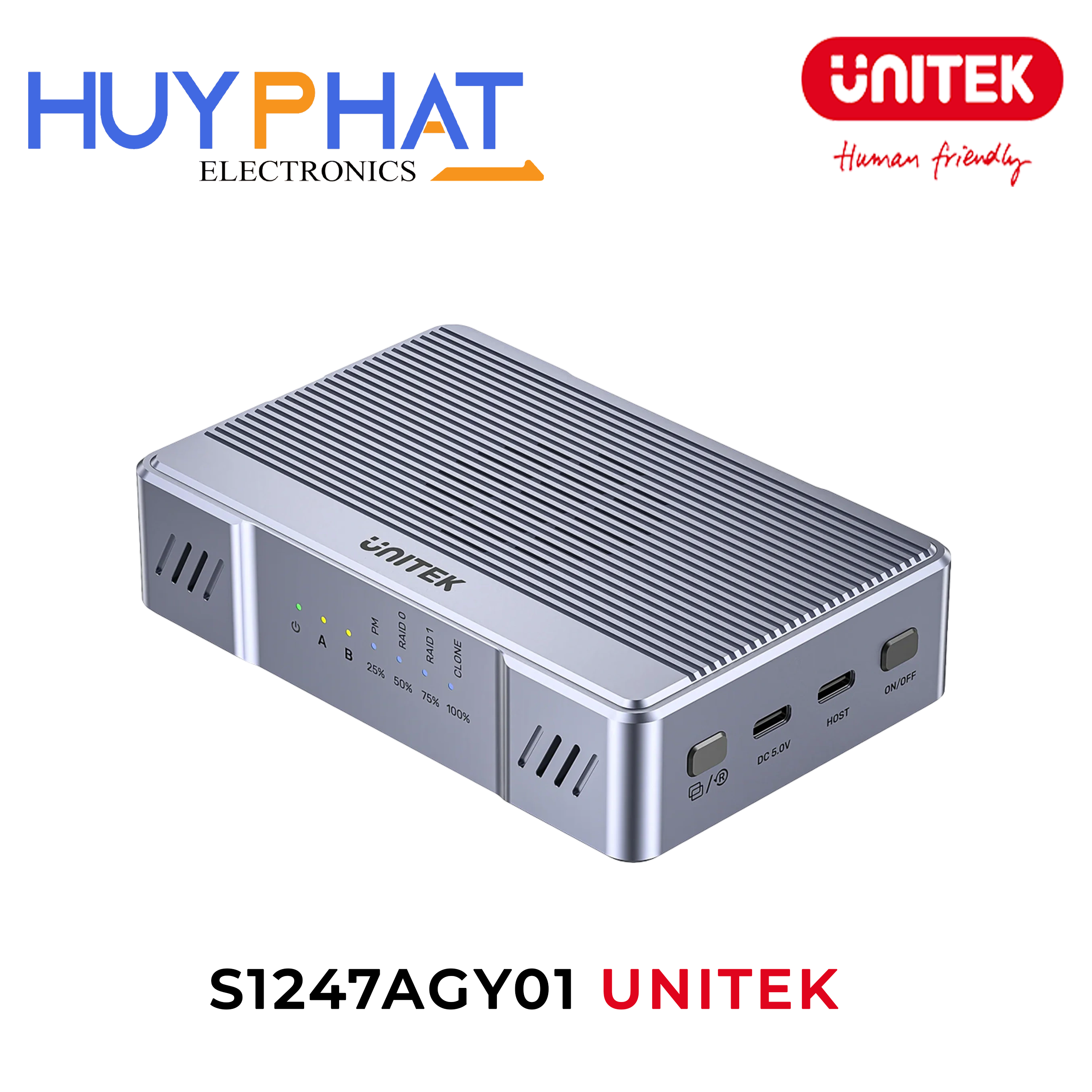 Hộp ổ cứng SSD M.2 2 khe RAID 20Gbps UNITEK S1247AGY01